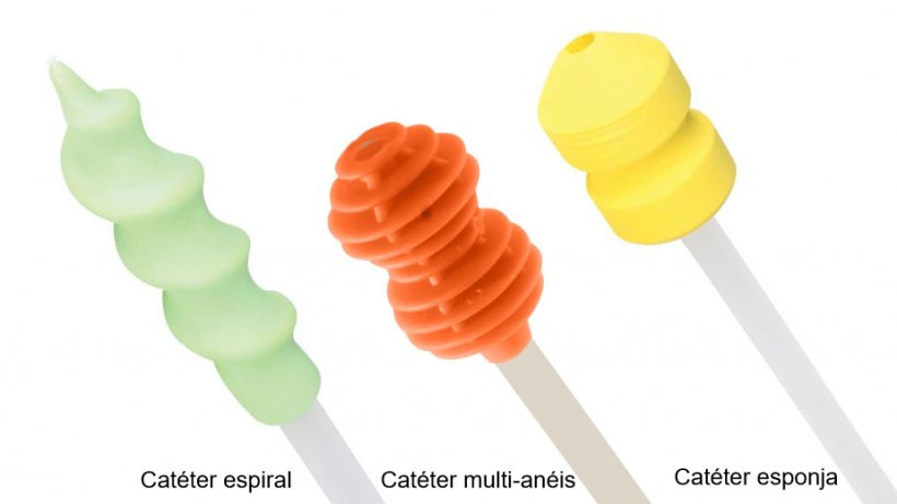 Foto 2. Existem diferentes tipos de catéter no mercado. O protocolo de colocação no cérvix é distinto segundo o catéter usado. É importante adaptar-se ao catéter.